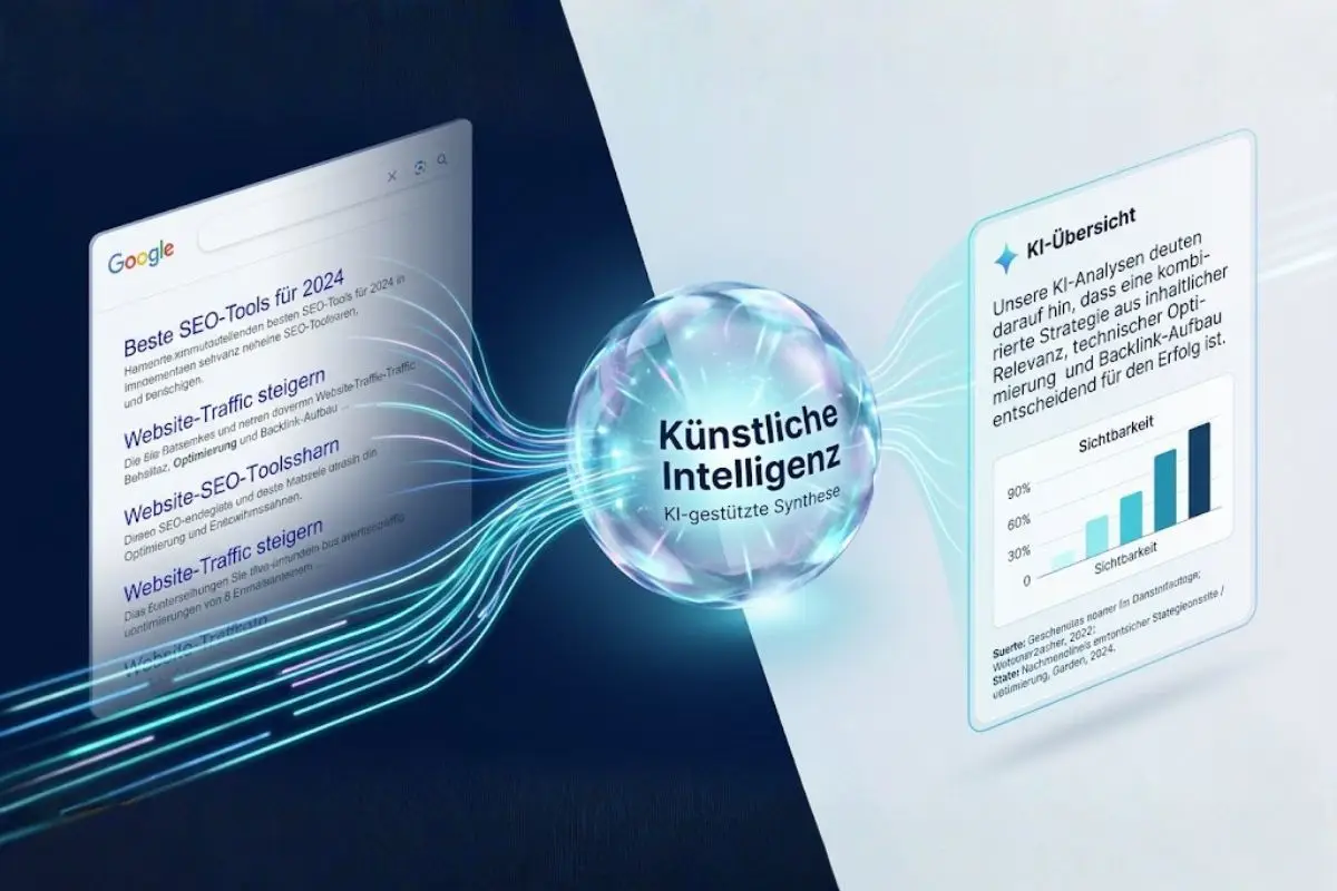 Die Transformation von klassischer SEO Link-Liste zu Generative Engine Optimization (GEO) AI Overviews im Jahr 2026.