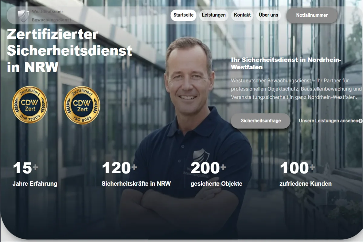 Westdeutscher Bewachungsdienst Webdesign Projekt
